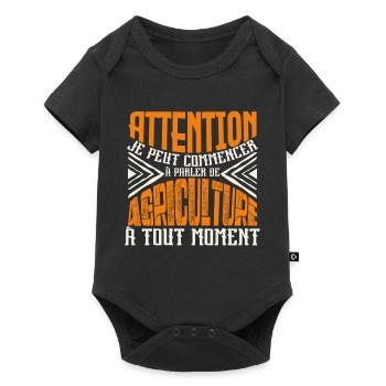 Avertissement, Agriculture à tout moment. - Body à manches courtes Premium Bébé - noir - Devant