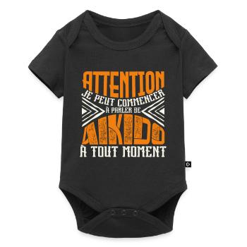 Avertissement, Aïkido à tout moment, Aikido. - Body à manches courtes Premium Bébé - noir - Devant