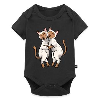 Amoureux des chats siamois - Body à manches courtes Premium Bébé - noir - Devant