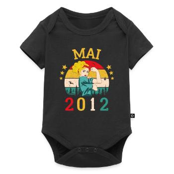 Mai 2012 Anniversaire Vintage Happy Birthday - Body à manches courtes Premium Bébé - noir - Devant