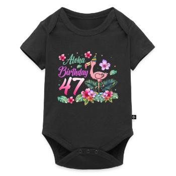 Aloha Birthday 47 Flamingo Bird 47th Birthday - Baby Premium short-sleeve bodysuit - black - Front