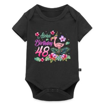 Aloha Birthday 48 Flamingo Bird 48th Birthday - Baby Premium short-sleeve bodysuit - black - Front