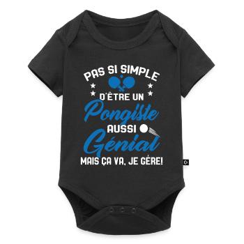 Pongiste génial Humour Cadeau Ping Pong - Body à manches courtes Premium Bébé - noir - Devant