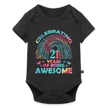 We celebrate 21 years "awesome Birthday Butterfly" - Baby Premium short-sleeve bodysuit - black - Front