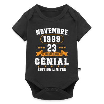 23 Ans Anniversaire Vintage Né(e) en Novembre 1999 - Body à manches courtes Premium Bébé - noir - Devant