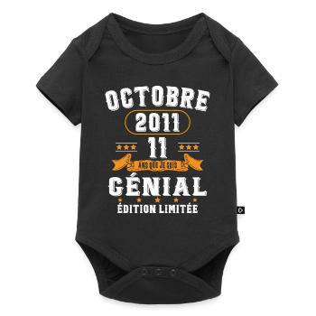 11 Ans Anniversaire Vintage Né(e) en Octobre 2011 - Body à manches courtes Premium Bébé - noir - Devant