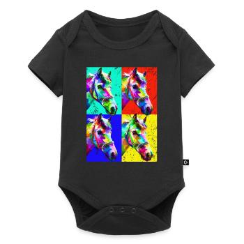 Pop Art Cheval Ferme Animal Lover Drôle Cheval Ri - Body à manches courtes Premium Bébé - noir - Devant