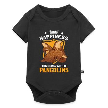 Happiness is being with Pangolins Schuppentier - Baby Premium short-sleeve bodysuit - black - Front