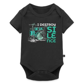 Ich zerstöre Stille Musiker -Schlagzeuger Percussi - Baby Premium Kurzarmbody - Schwarz - Vorne