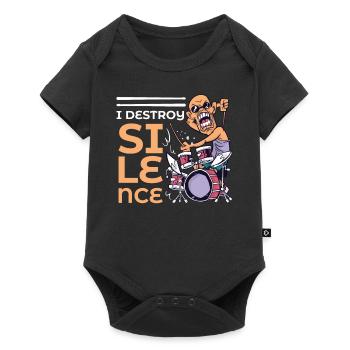 Ich zerstöre Stille kahlen Schlagzeuger Percussion - Baby Premium Kurzarmbody - Schwarz - Vorne