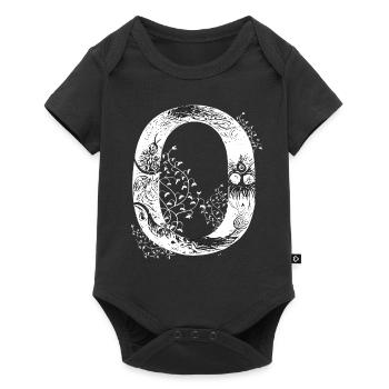 Brief o Monogramm Hand gezeichnet Gothic Witch Wic - Baby Premium Kurzarmbody - Schwarz - Vorne
