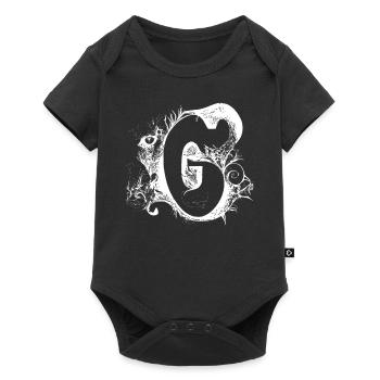 Buchstabe G Monogramm Hand gezeichnet Typografie G - Baby Premium Kurzarmbody - Schwarz - Vorne