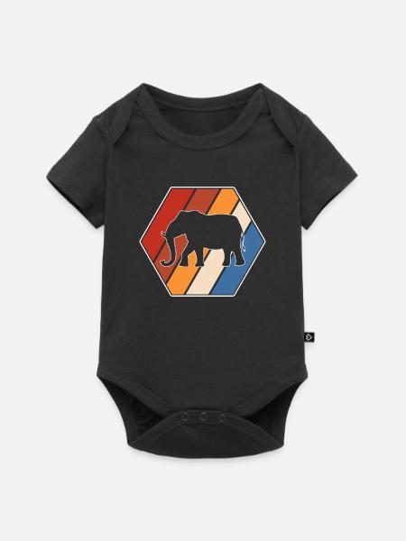 Elefant Retro - Baby Premium Kurzarmbody - Schwarz