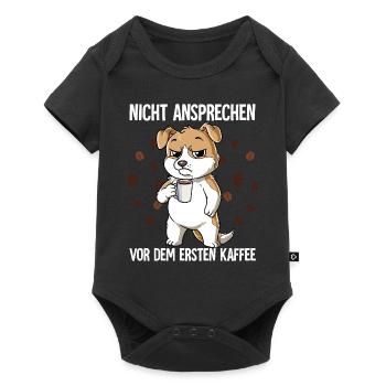 Nicht Ansprechen Vor Dem Ersten Kaffee Hund - Baby Premium Kurzarmbody - Schwarz - Vorne