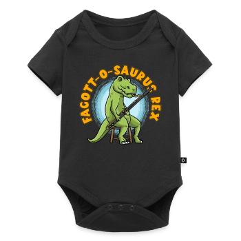 Fagott-O-Saurus Rex Fagott-Spieler Dinosaurier - Baby Premium Kurzarmbody - Schwarz - Vorne