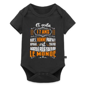 17 ans, Homme parfait, cadeau anniversaire 17ans - Body à manches courtes Premium Bébé - noir - Devant