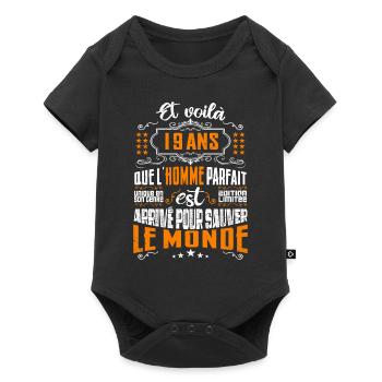 19 ans, Homme parfait, cadeau anniversaire 19ans - Body à manches courtes Premium Bébé - noir - Devant