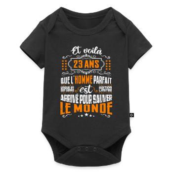 23 ans, Homme parfait, cadeau anniversaire 23ans - Body à manches courtes Premium Bébé - noir - Devant