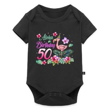 Aloha Birthday 50 Flamingo Bird 50th Birthday - Baby Premium short-sleeve bodysuit - black - Front