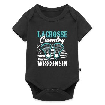 Game with crossed sticks LAX sports team - Baby Premium short-sleeve bodysuit - black - Front