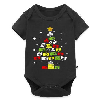 Photographe Job Arbre de Noël Joyeuses Fêtes - Body à manches courtes Premium Bébé - noir - Devant