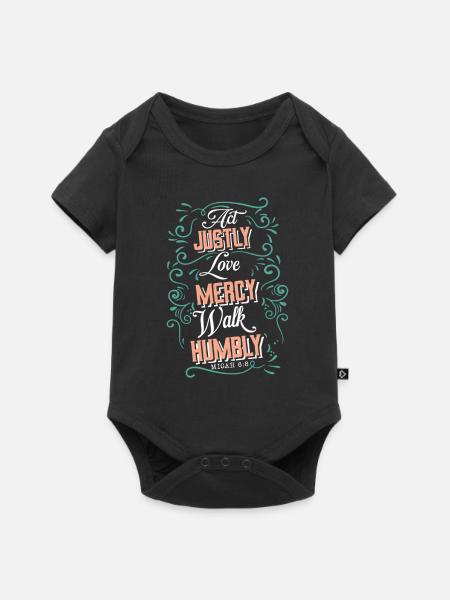 bibel dankbar - Baby Premium Kurzarmbody - Schwarz