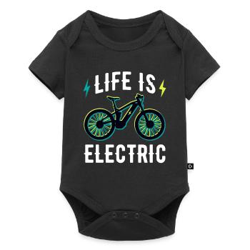 Funny Life is Electric Bicycle E Bike - Baby Premium short-sleeve bodysuit - black - Front