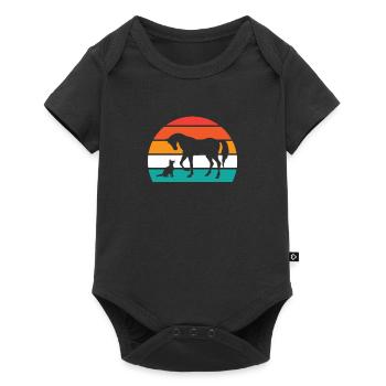 Pferde Hunde Retro Pferd Hund Vintage - Baby Premium Kurzarmbody - Schwarz - Vorne