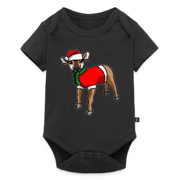 Antilope en costume de Noël - Body à manches courtes Premium Bébé - noir - Devant