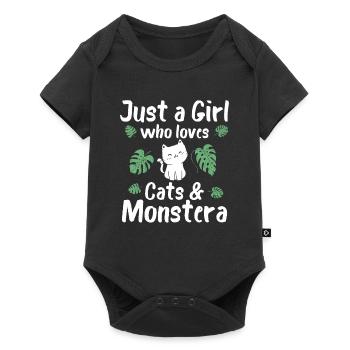 Juste une fille qui aime les chats et Monstera - Body à manches courtes Premium Bébé - noir - Devant