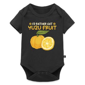 Yuzu Frucht Spruch - Baby Premium Kurzarmbody - Schwarz - Vorne