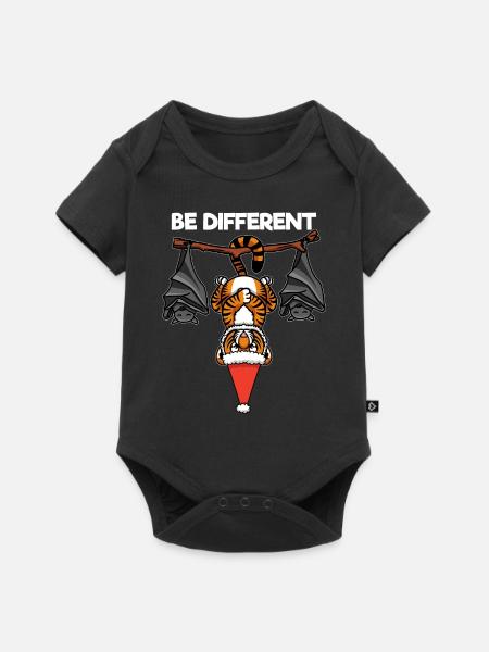 Be Different Tiger Fledermaus Weihnachtsmann - Baby Premium Kurzarmbody - Schwarz