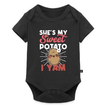 Paire d’igname de patates douces de février - Body à manches courtes Premium Bébé - noir - Devant