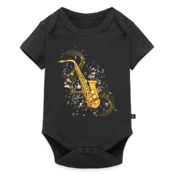 Saxophon Musical Notes Musiksaxophonist - Baby Premium Kurzarmbody - Schwarz - Vorne
