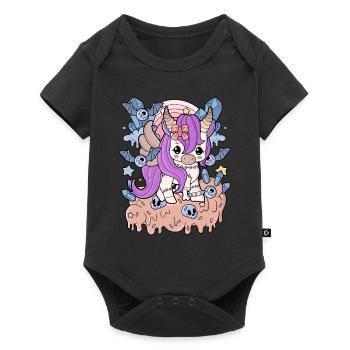 Creepy Kawaii Einhorn Pastel Goth Gruselig Horror - Baby Premium Kurzarmbody - Schwarz - Vorne