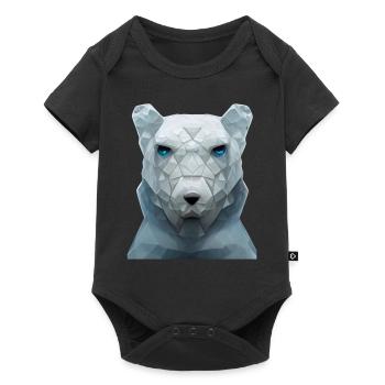 Niedliche Eisbärenkopf Polygon niedrige Polybären - Baby Premium Kurzarmbody - Schwarz - Vorne