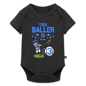 Joueur de baseball Ce baller est 3 anniversaire de baseball - Body à manches courtes Premium Bébé - noir - Devant