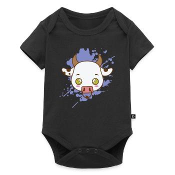 Taureau vache dans un animal japonais de style kawaii - Body à manches courtes Premium Bébé - noir - Devant