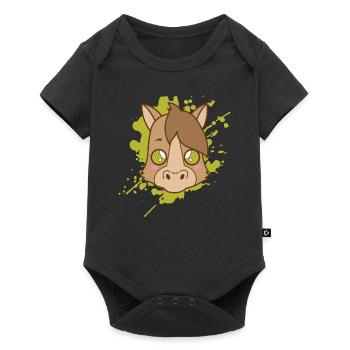 Horse Pony in Japanese kawaii style animal - Baby Premium short-sleeve bodysuit - black - Front