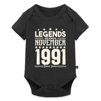 Legenden werden im November 1991 geboren.Geschenkjubiläum - Baby Premium Kurzarmbody - Schwarz - Vorne