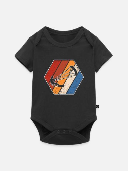 Kite surfen Retro - Baby Premium Kurzarmbody - Schwarz