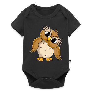 Eulen Liebhaber Mädchen Kinder Eule - Baby Premium Kurzarmbody - Schwarz - Vorne