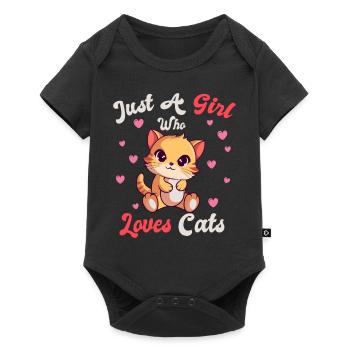 Seulement une fille qui aime les chatons chats - Body à manches courtes Premium Bébé - noir - Devant