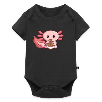 Kawaii Axolotl Eats Ramen Japanese Noodles Anime - Baby Premium short-sleeve bodysuit - black - Front
