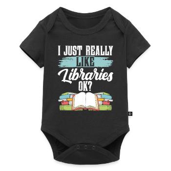I just like libraries very ok library - Baby Premium short-sleeve bodysuit - black - Front