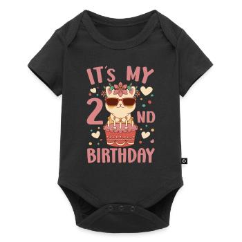 2ème anniversaire 2 ans Bday Party cadeau pour fille - Body à manches courtes Premium Bébé - noir - Devant