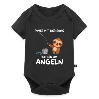 Immer mit der Ruhe ich bin am Angeln Faultier - Baby Premium Kurzarmbody - Schwarz - Vorne