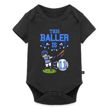 Le joueur de baseball Baller a 11 ans de baseball - Body à manches courtes Premium Bébé - noir - Devant