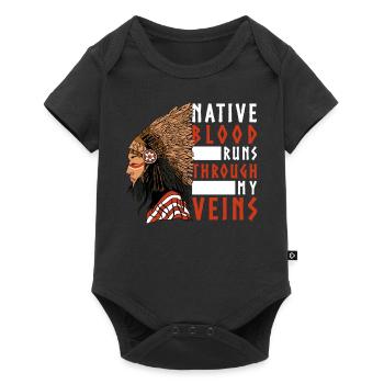 Native Blood rennt durch meine Venen Indianer Amer - Baby Premium Kurzarmbody - Schwarz - Vorne
