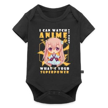 Ich kann Anime die ganze Nacht beobachten, was dei - Baby Premium Kurzarmbody - Schwarz - Vorne